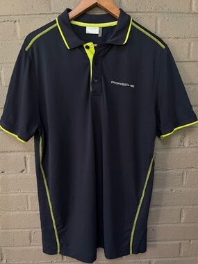 Porsche Drivers Select  navy polo with neon trim M